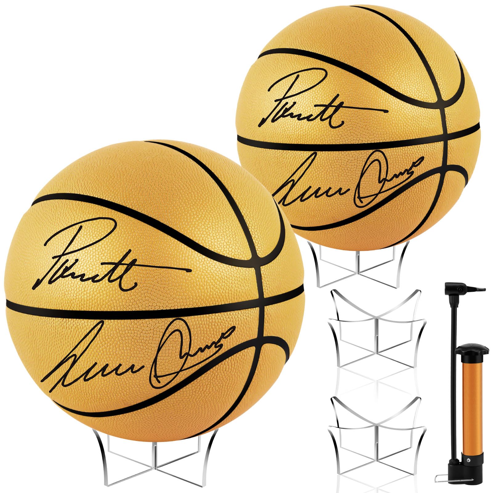 Hiboom gold basketball front view showing signature-ready finish and clear contrast