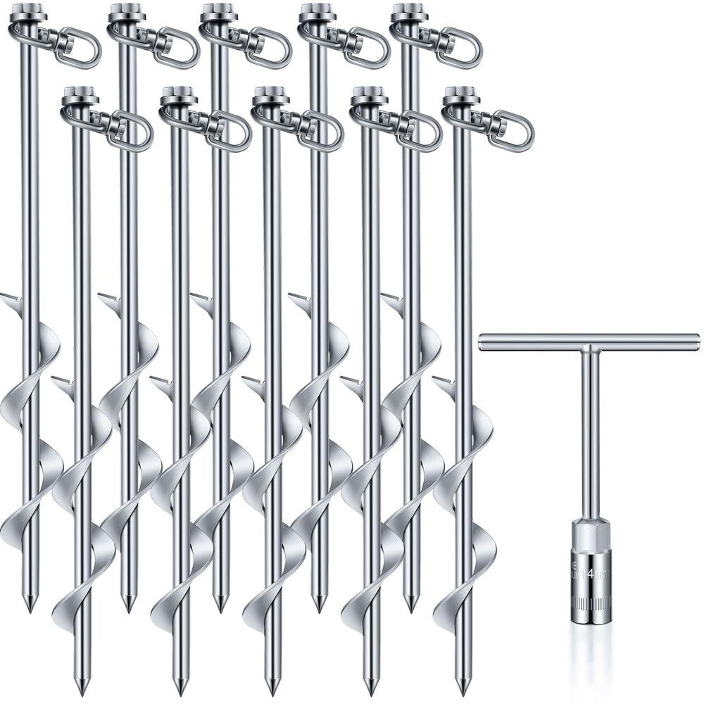 Hiboom front view of four silver anchors showing quantity and sturdy design