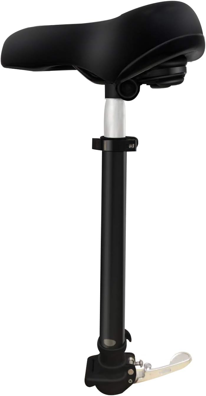 Hiboy seat front view mounted on scooter showing stable fit and added comfort