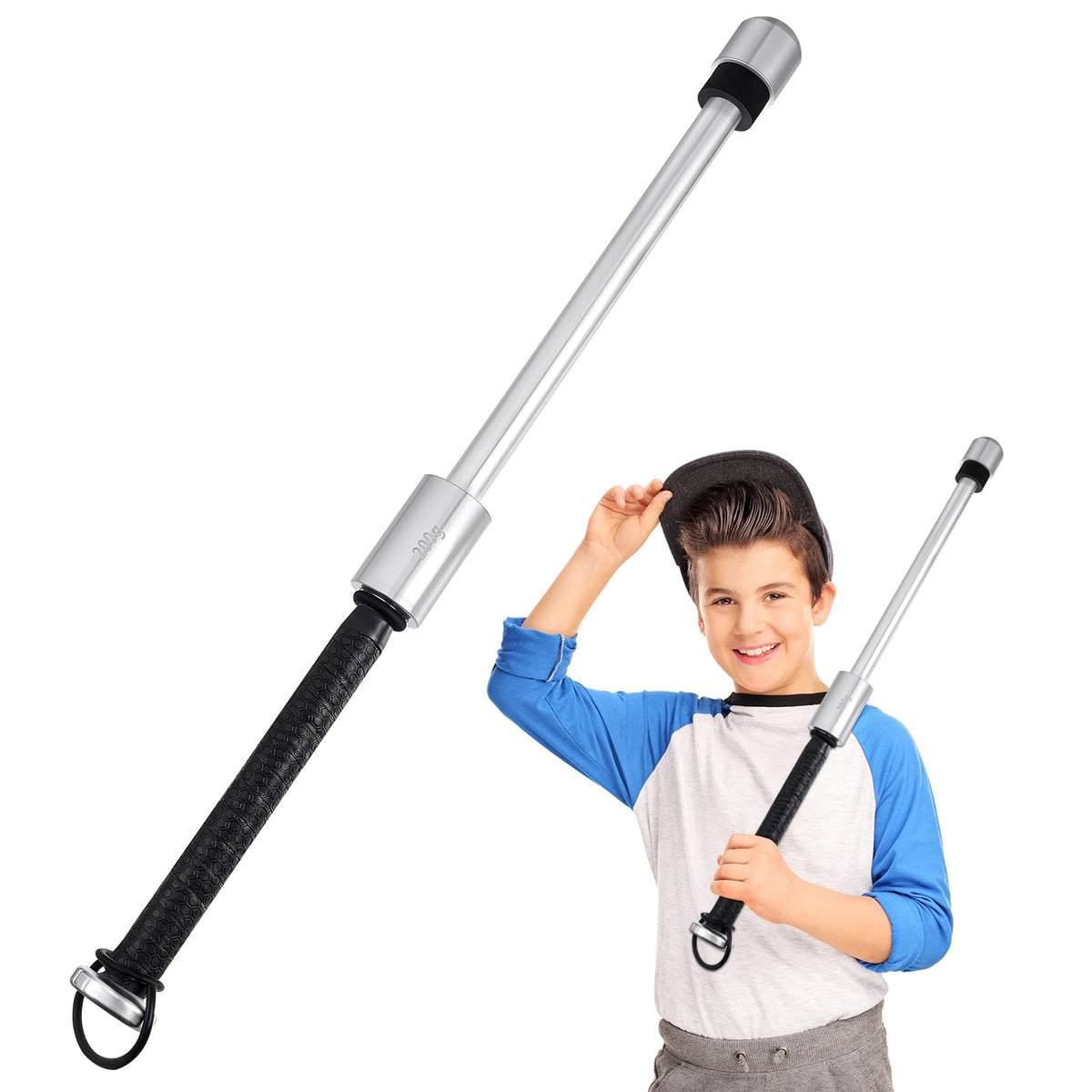Hicarer front view of swing trainer showing full length and ball providing realistic feel