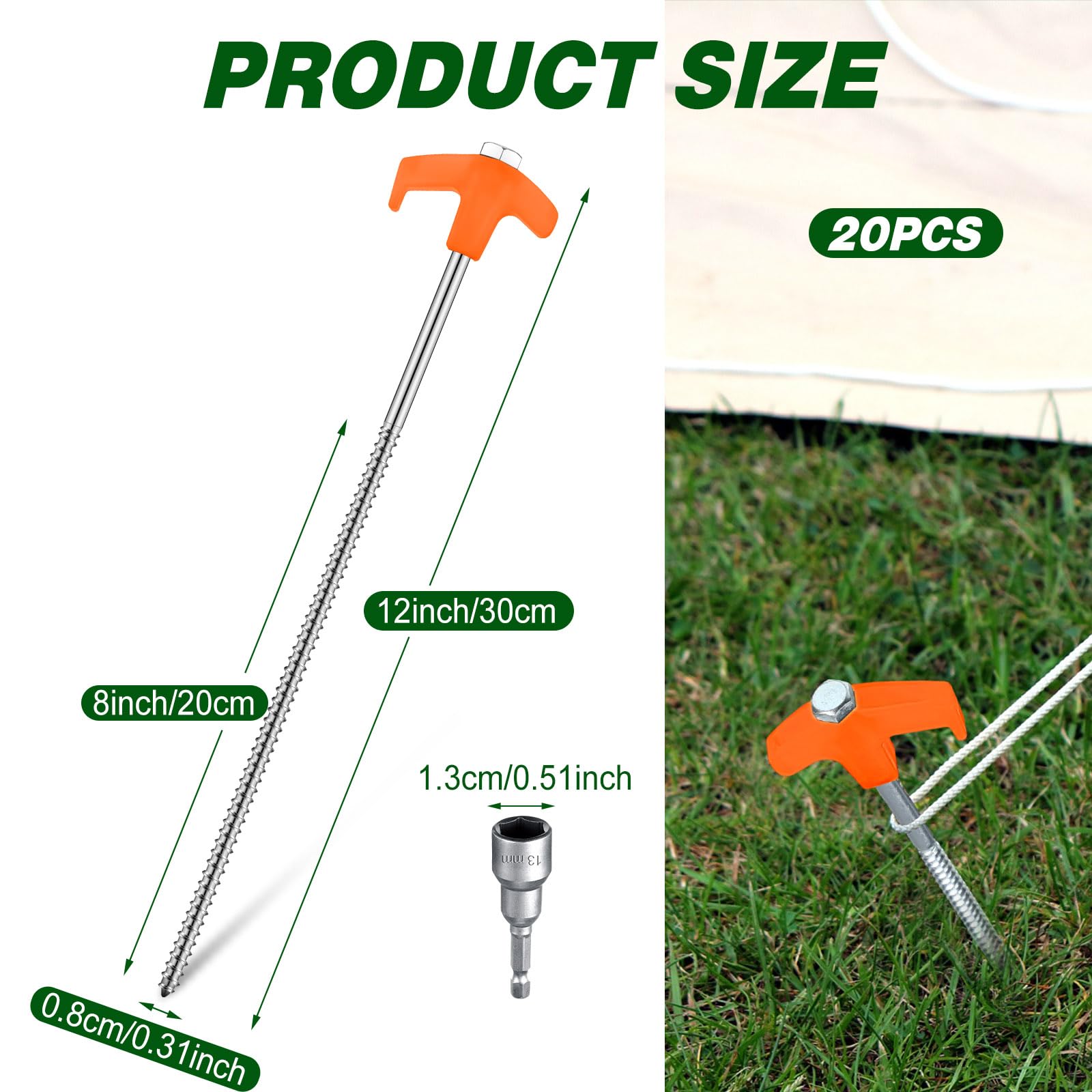 Hicarer close-up of spiral thread highlighting strong soil grip and durability
