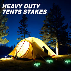 Hicarer stakes securing a tent at campsite for improved wind resistance