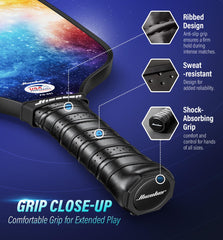 Hicober paddle held in hand to show size and comfortable grip for longer rallies