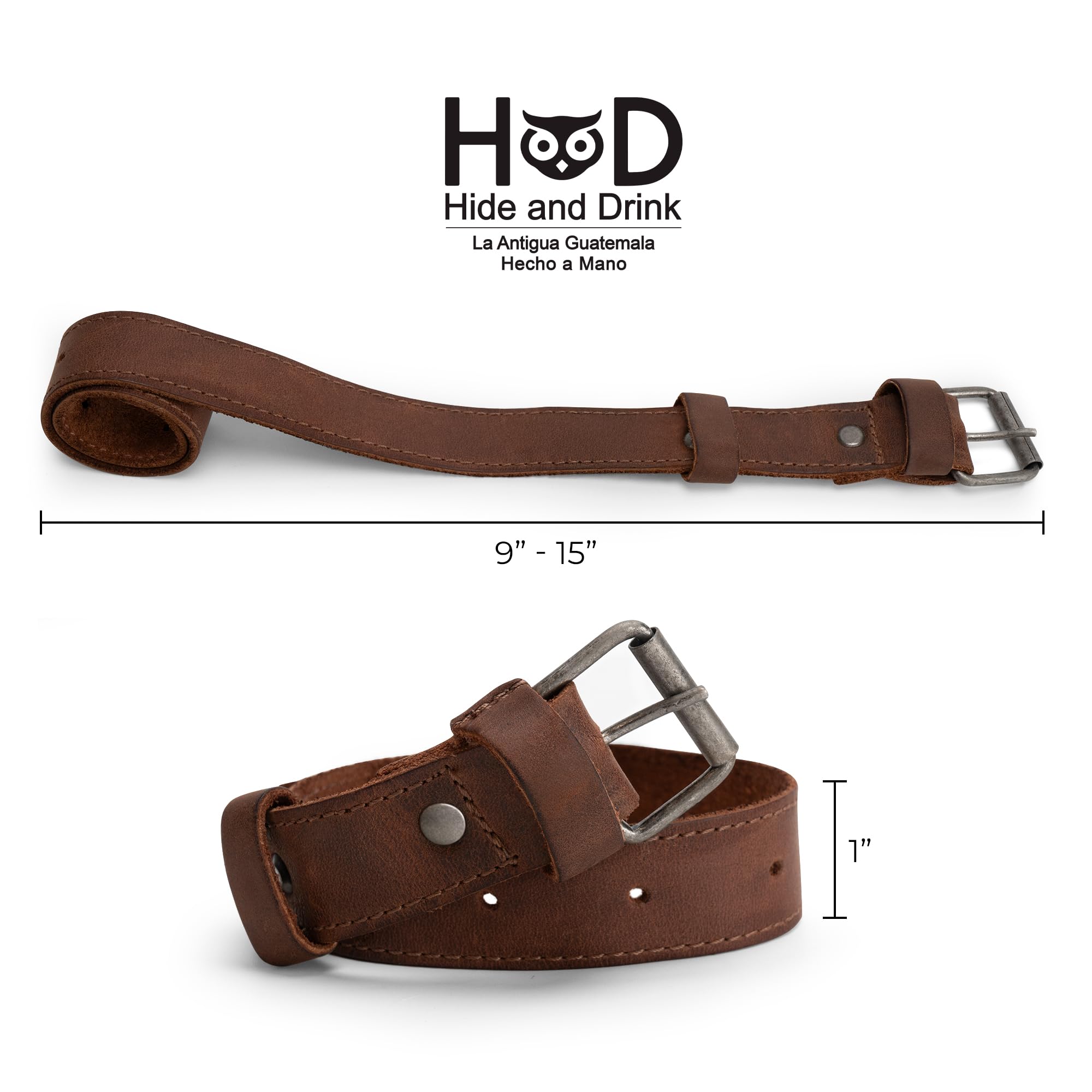 Hide & Drink bands beside ruler showing fit range and adjustable sizing benefit