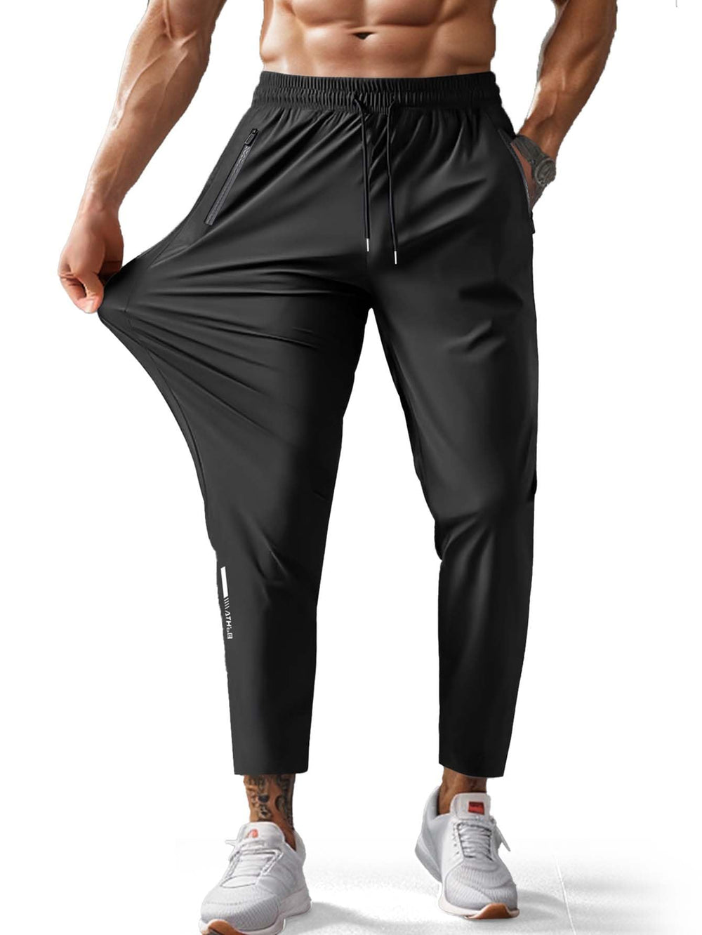 Hidkat front view of black hiking pants showing fit and style for versatile wear