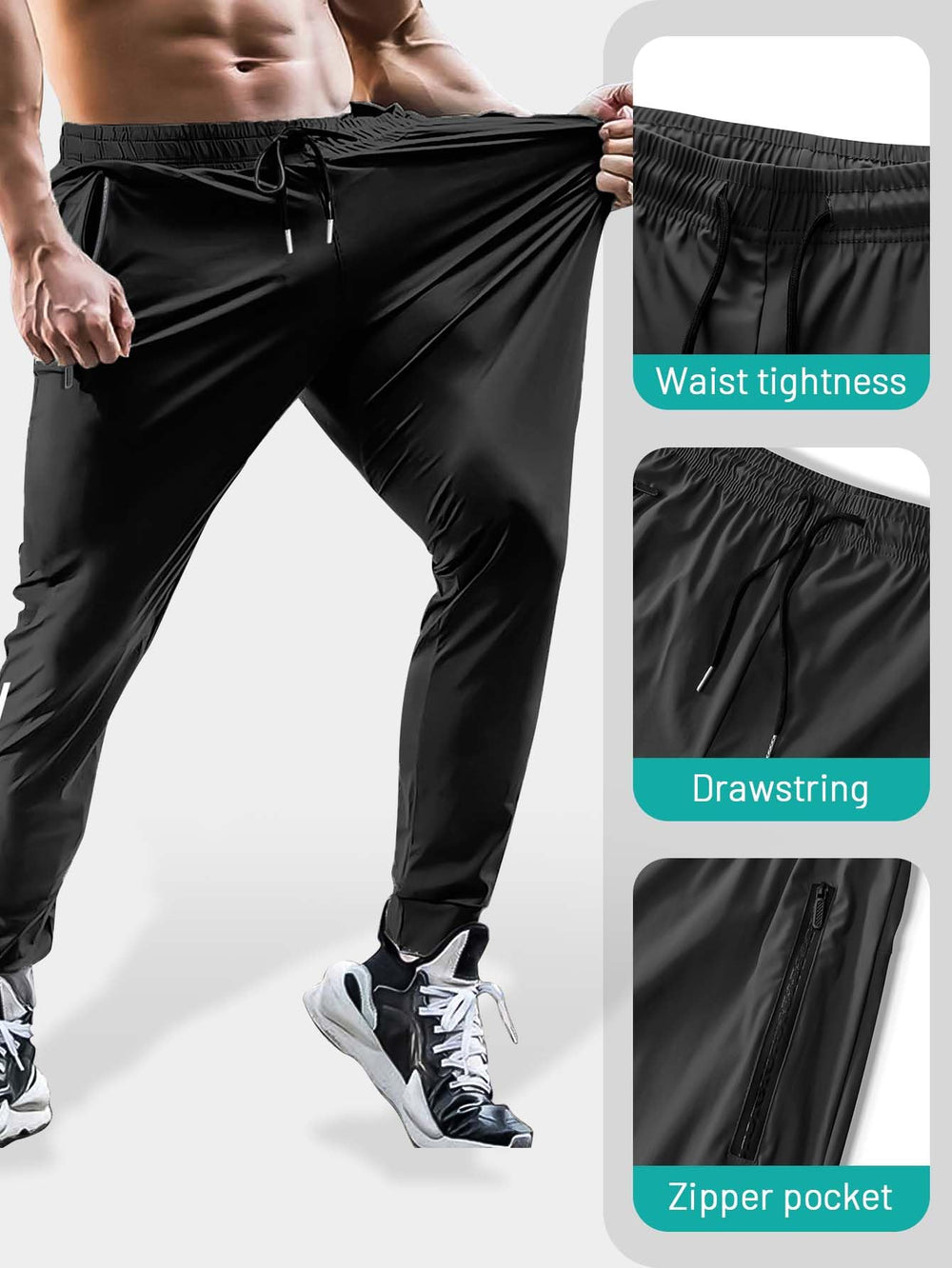 Hidkat elastic waistband and drawstring close-up for adjustable fit benefit