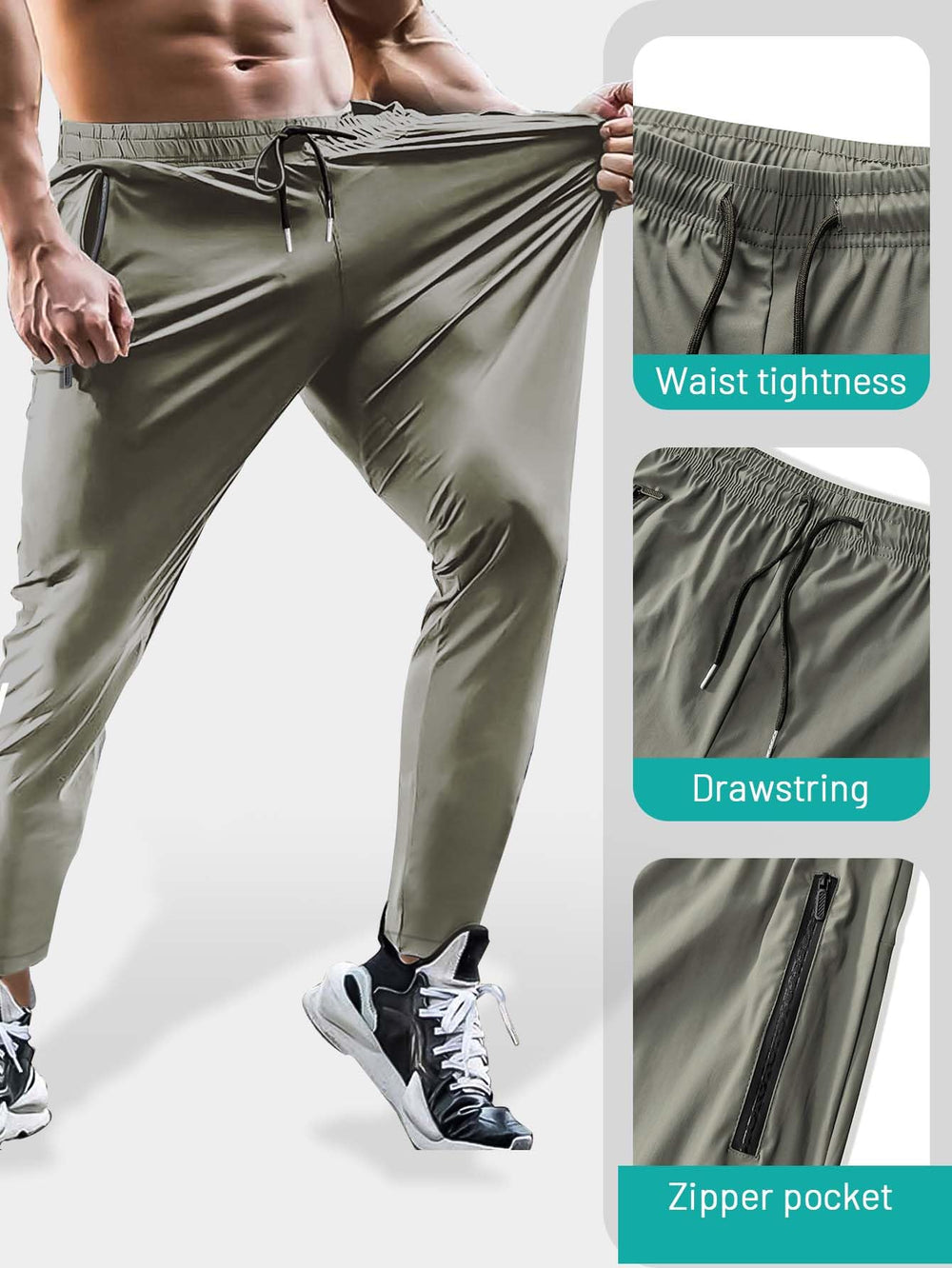 Hidkat folded pants next to hand illustrating lightweight packable convenience