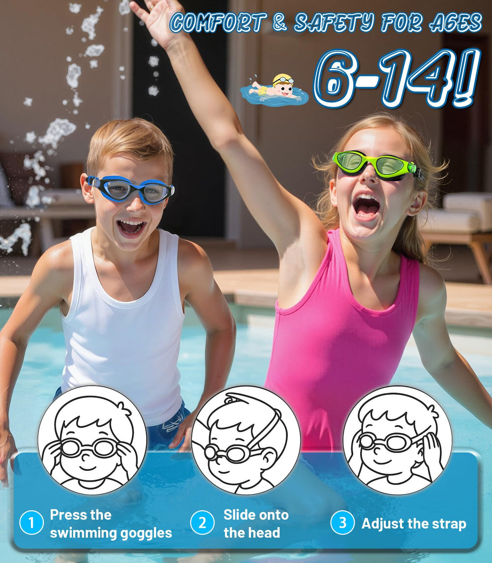 HIGAHY kid wearing goggles swimming, showing secure fit benefit