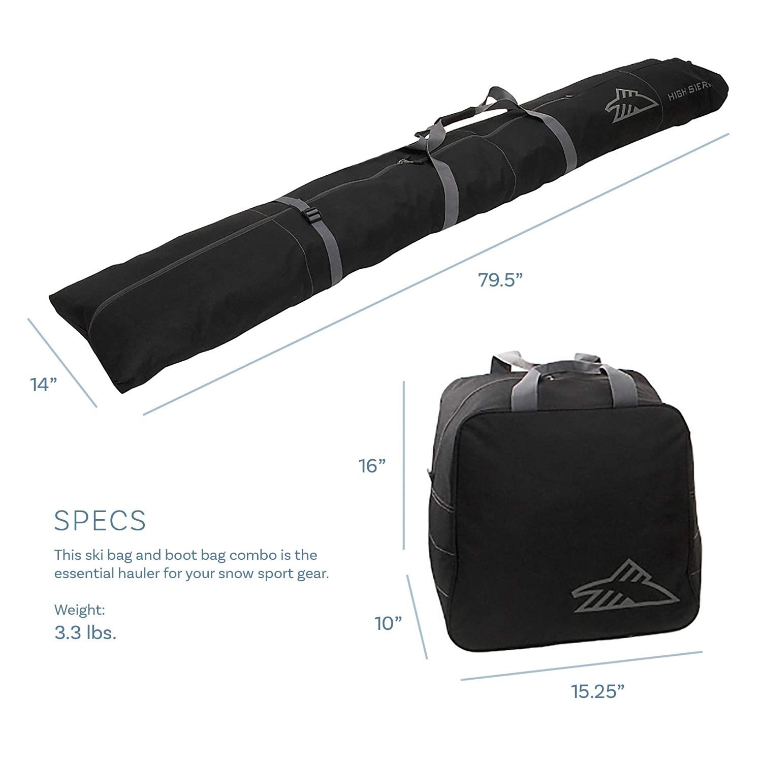 High Sierra boot bag front view with compact profile and protective storage benefit