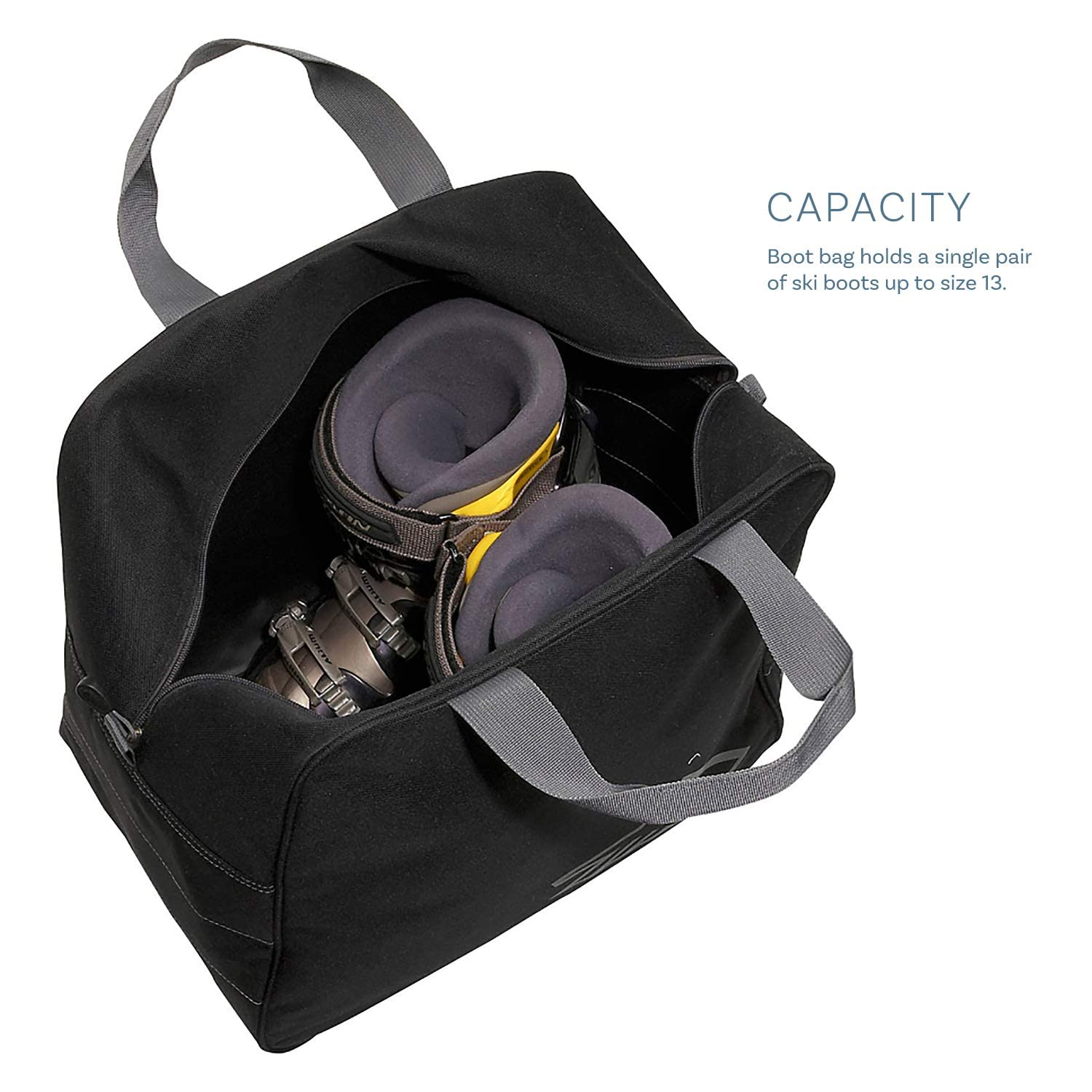 High Sierra boot bag interior view showing shape fit for a single pair of boots
