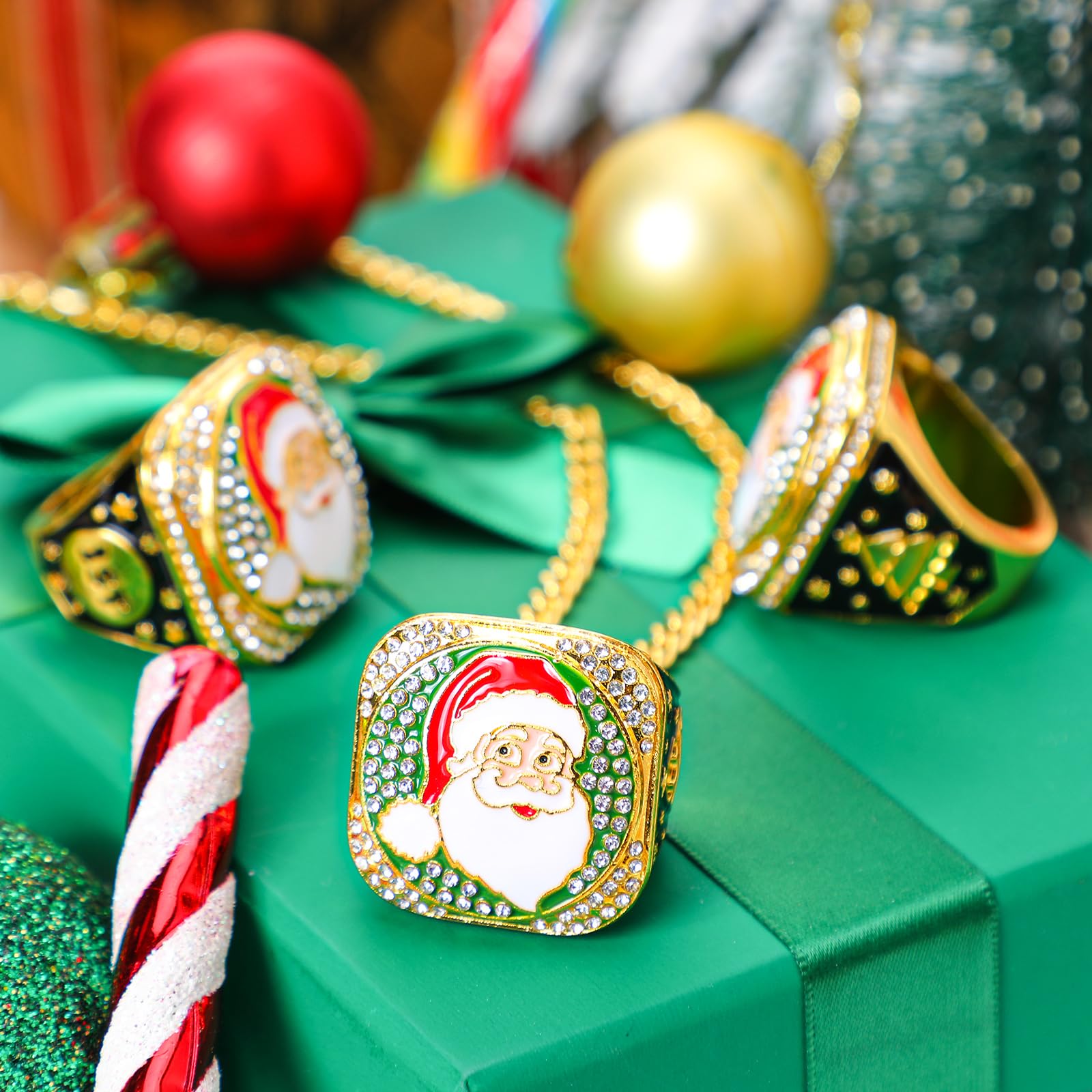 Highergo close-up of Santa motif and gold alloy finish highlighting durable design