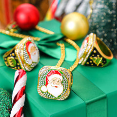 Highergo close-up of Santa motif and gold alloy finish highlighting durable design