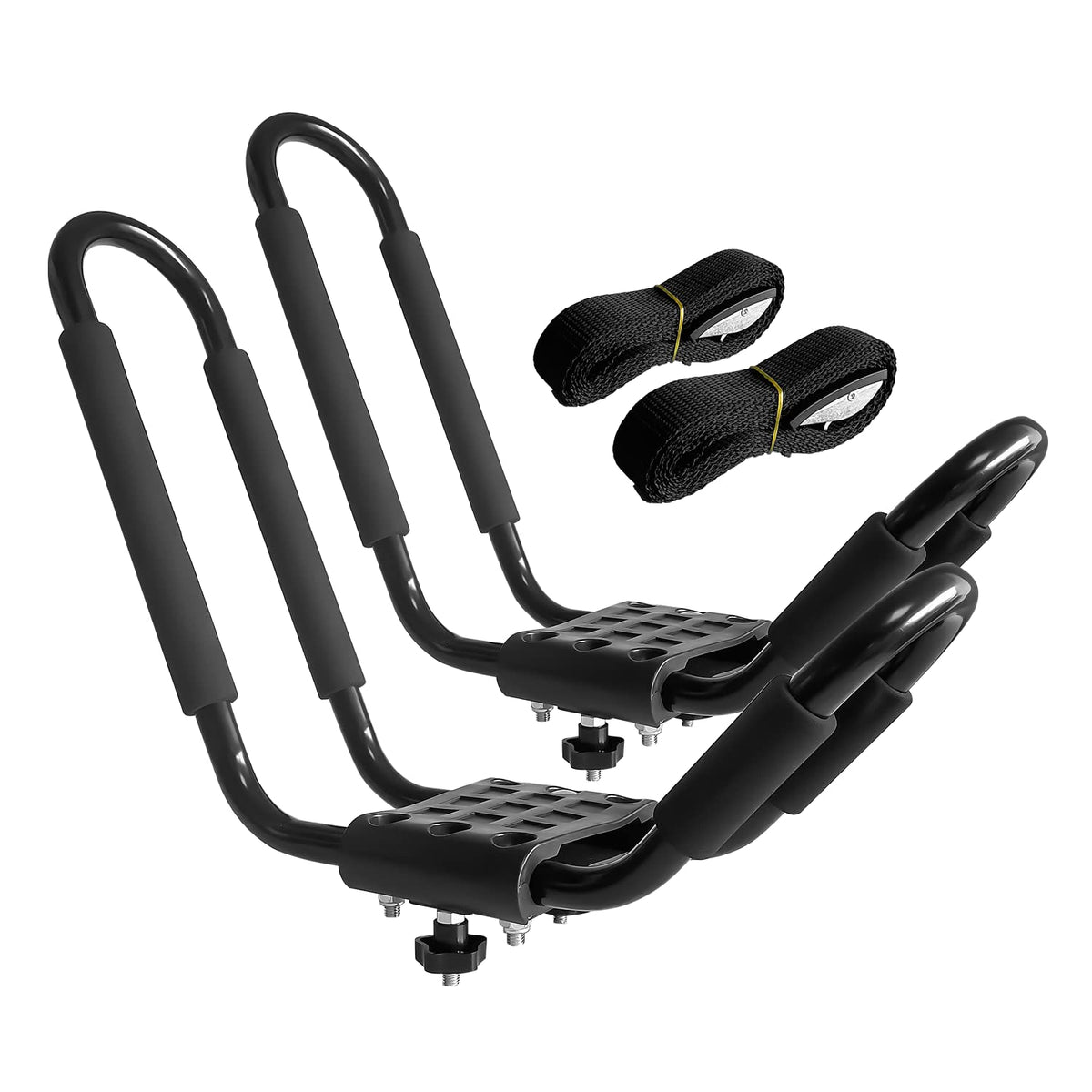 HIGHRAZON front view of paired J-bar rack showing sturdy cradle and finish benefit protection