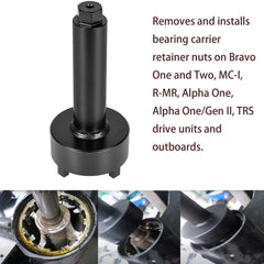 Hihitomorrow wrench in use on sterndrive showing controlled torque benefit