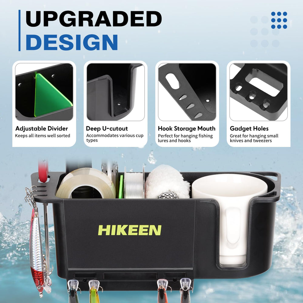 Hikeen mounted on a kayak rail illustrating universal fit and secure attachment benefit