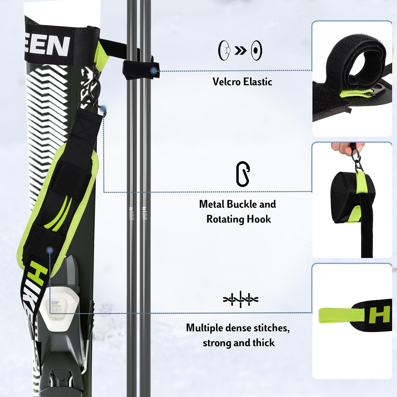 Hikeen strap carrying a ski boot over shoulder for balanced load