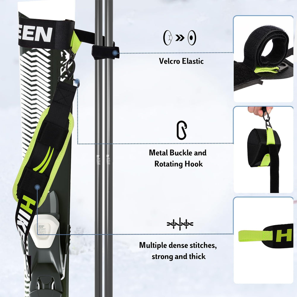 Hikeen strap carrying a ski boot over shoulder for balanced load