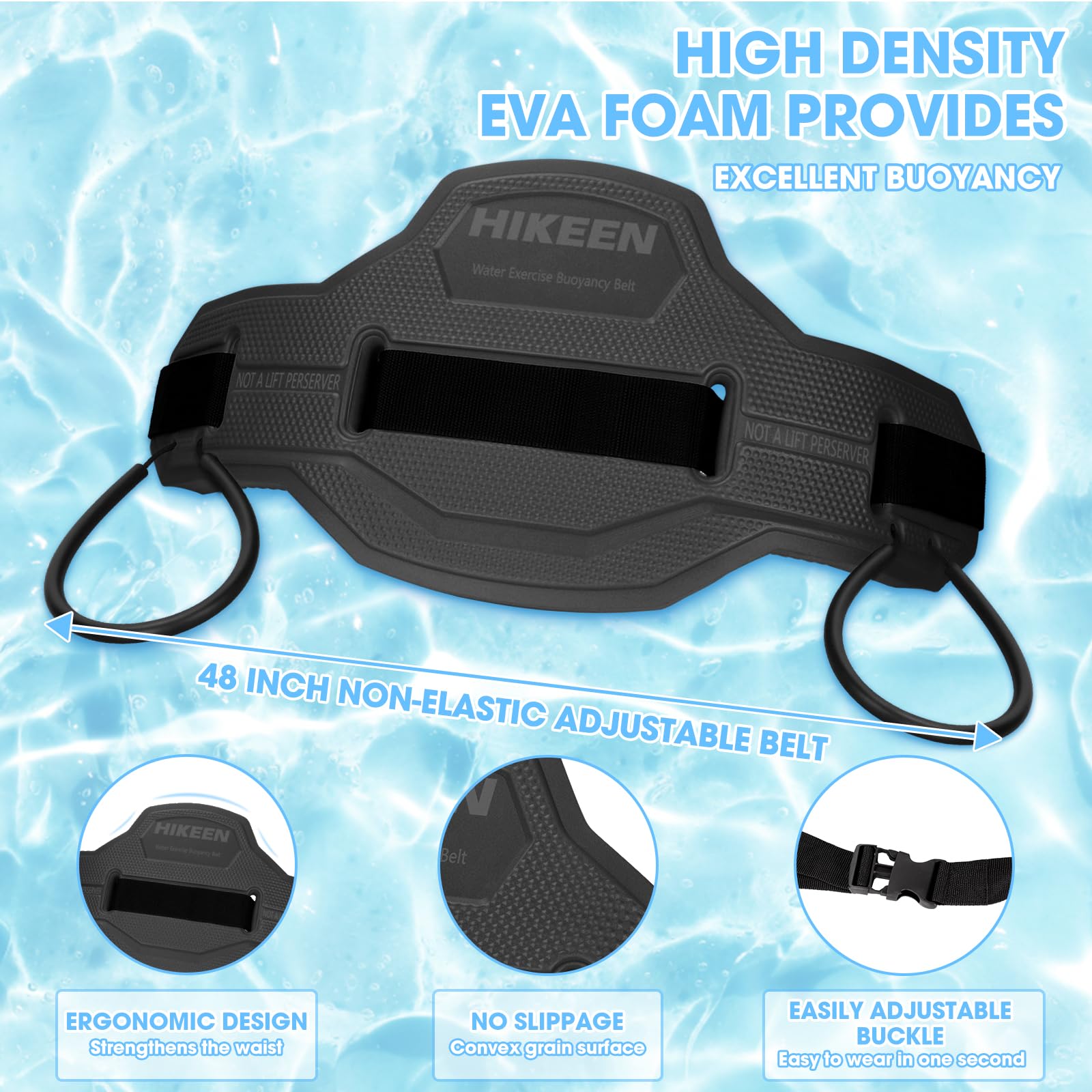 Hikeen buckle and adjustment close-up, easy on-off and snug fit benefit