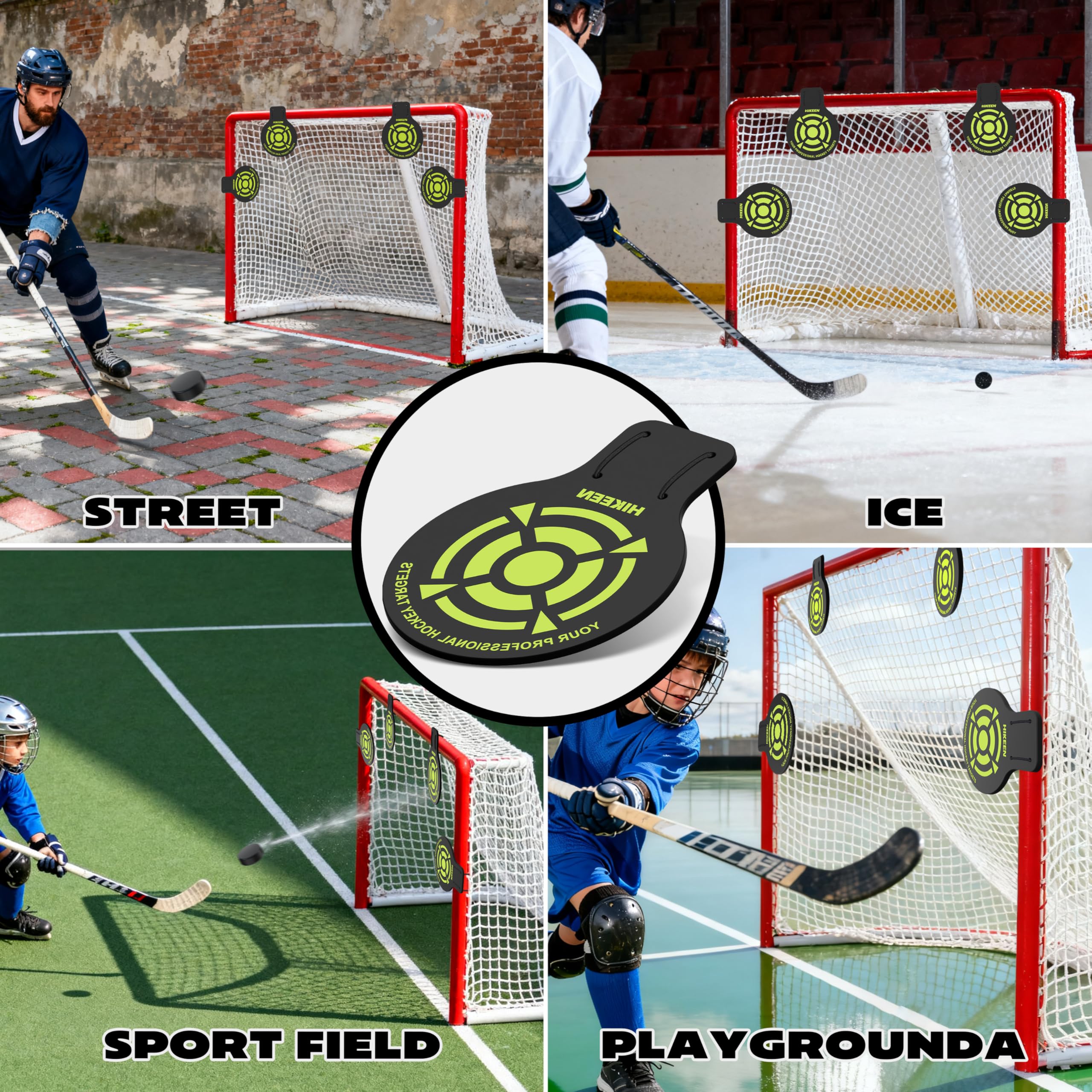 Hikeen coach setting targets on goal during practice, benefit: speeds up training setup