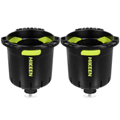 Hikeen front view of dual cup holders showing robust ABS build and track mount benefit