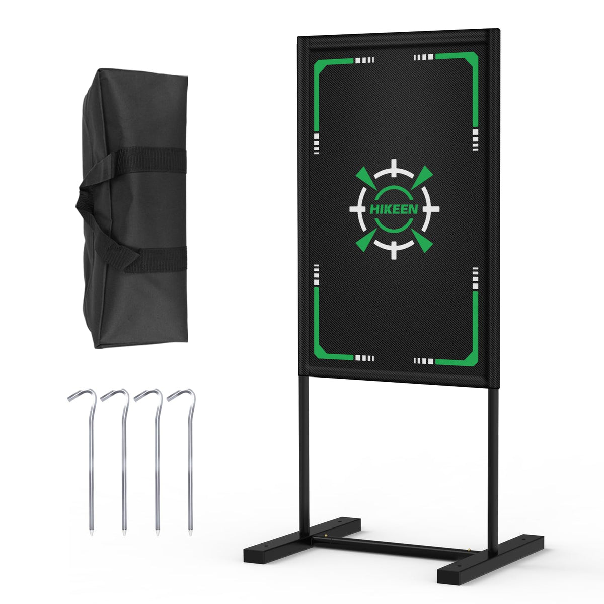 Hikeen front view full setup showing strike zone and stable frame benefit