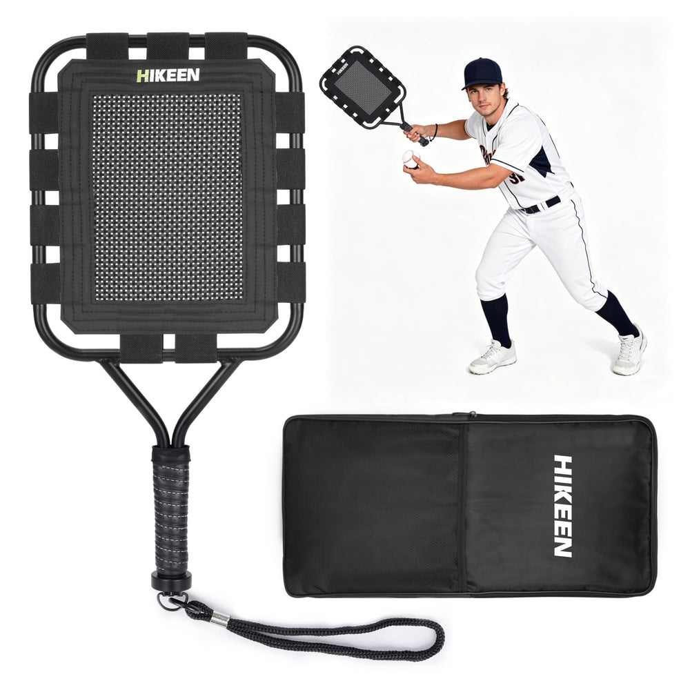 Hikeen front view racket showing full mesh and frame for accurate feeds