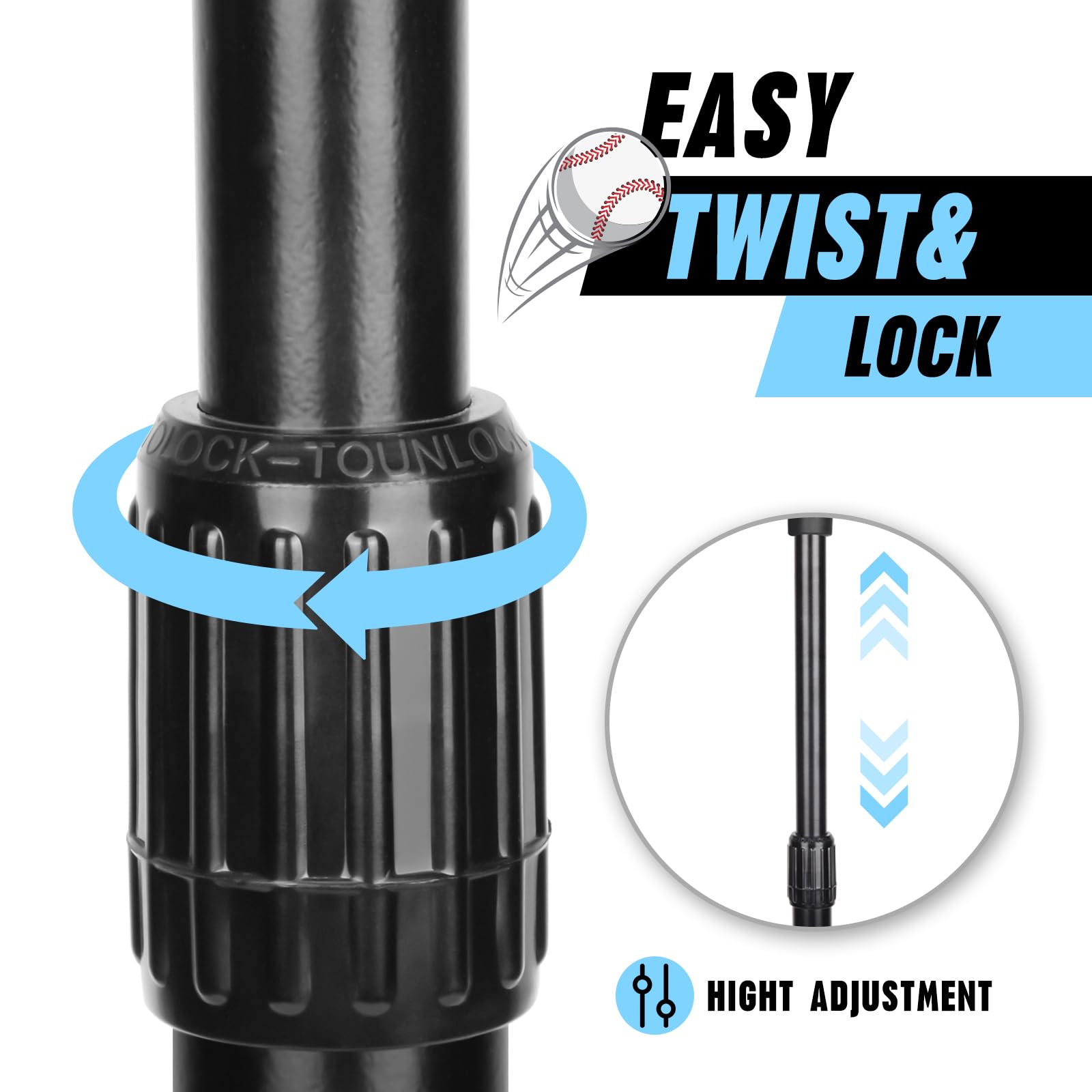 Hikeen twist-lock adjustment demonstrating secure height locking