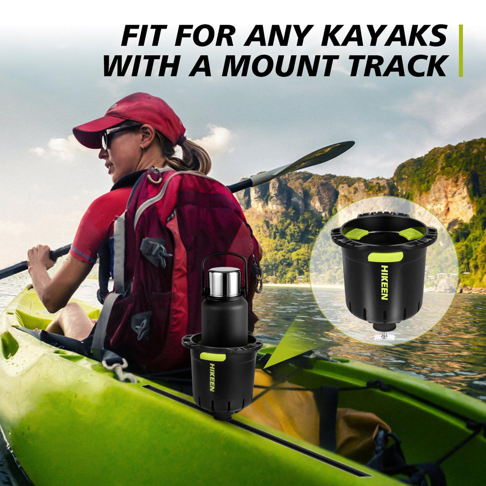 Hikeen lifestyle image on a kayak during fishing trip keeping drinks and tools handy