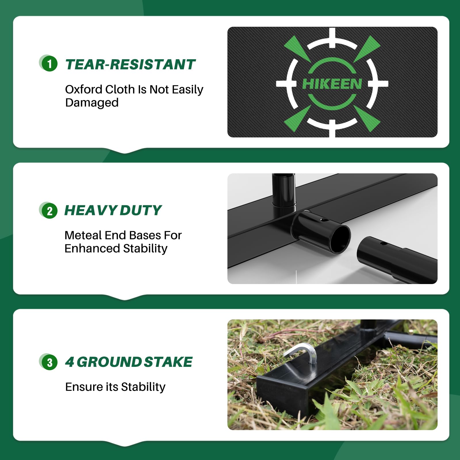 Hikeen metal frame detail highlighting sturdy steel construction benefit