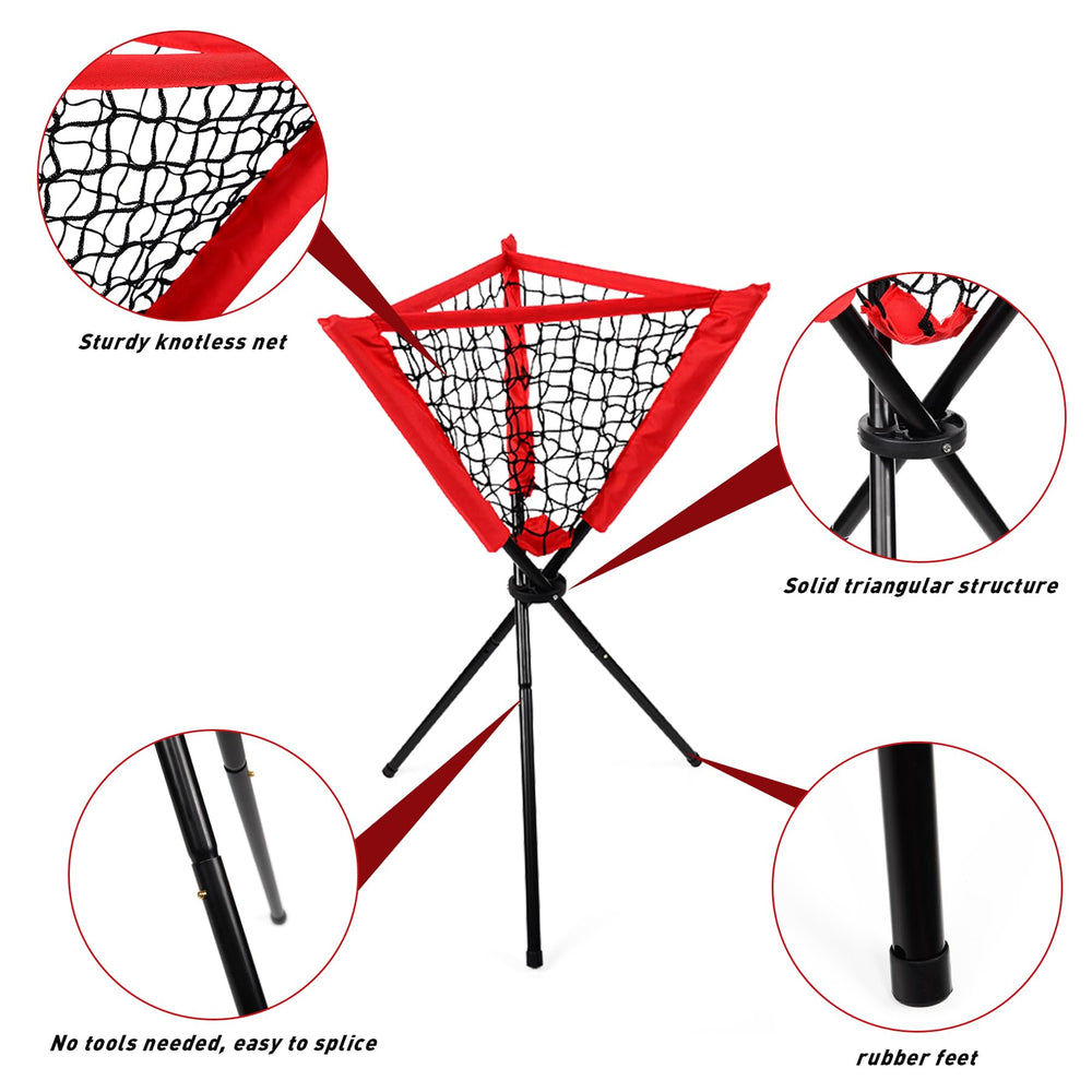Hikeen net filled with balls illustrating large capacity for uninterrupted drills