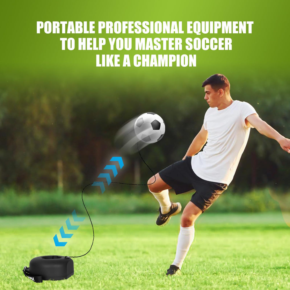 Hikeen trainer beside soccer ball size comparison emphasizing compact footprint
