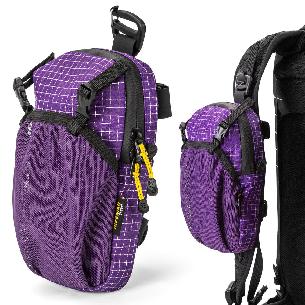 HIKEMAN front view of purple strap pouch showing compact storage and quick access benefits