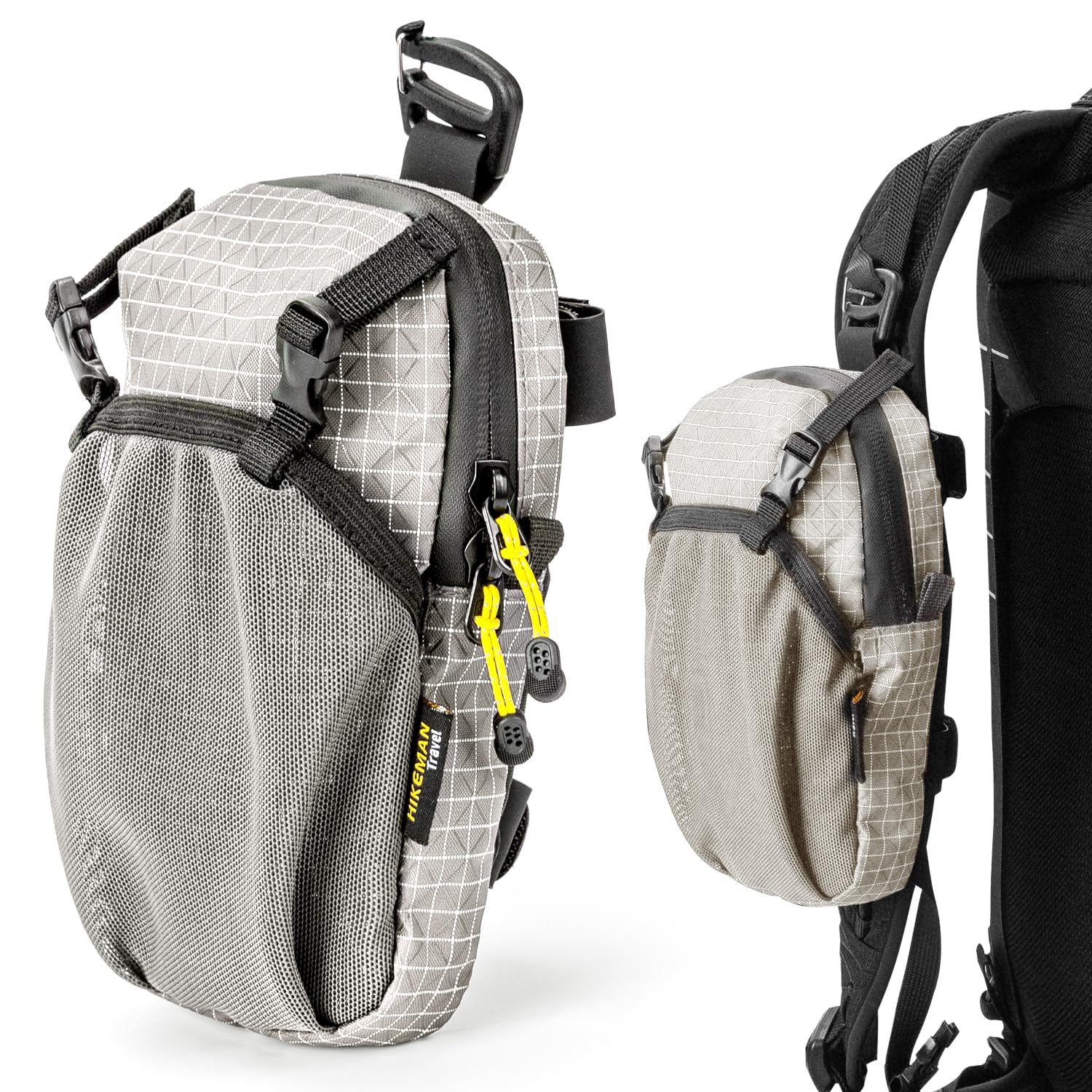 HIKEMAN front pouch view showing compact, quick-access benefit