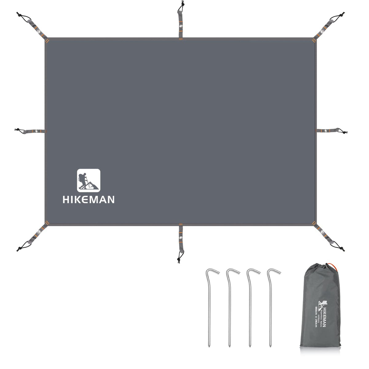 HIKEMAN front view tarp showing full 180x210cm coverage and protection