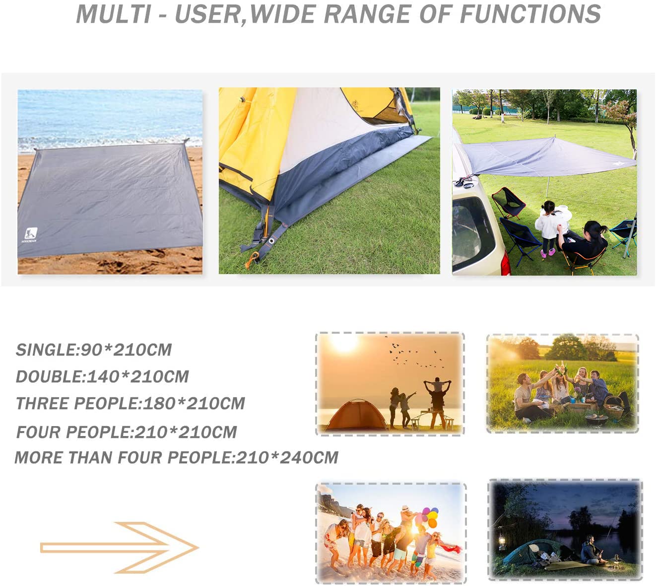HIKEMAN rigged as hammock shelter providing rain protection and shade