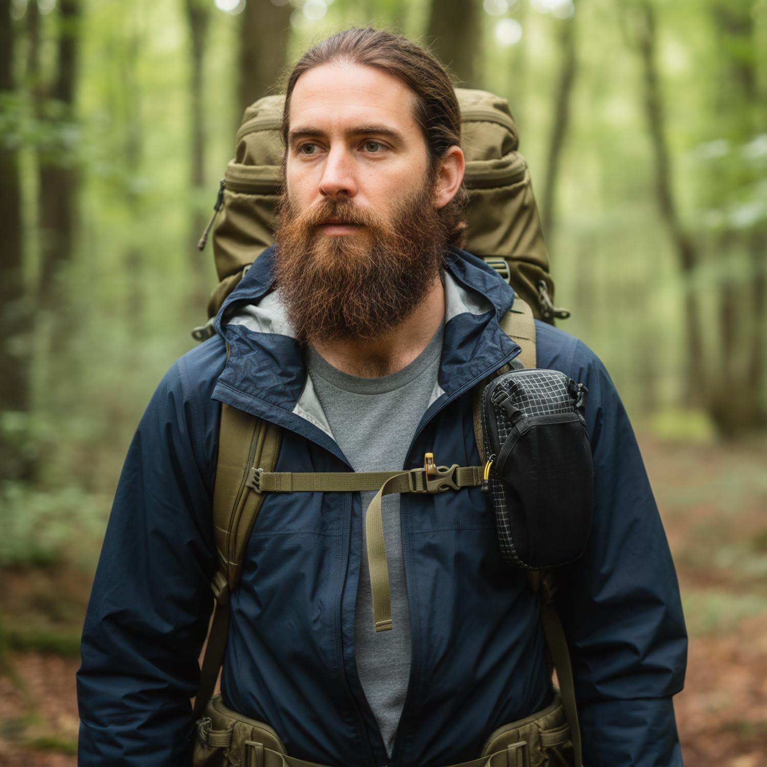 HIKEMAN worn by hiker demonstrating convenience on trail benefit