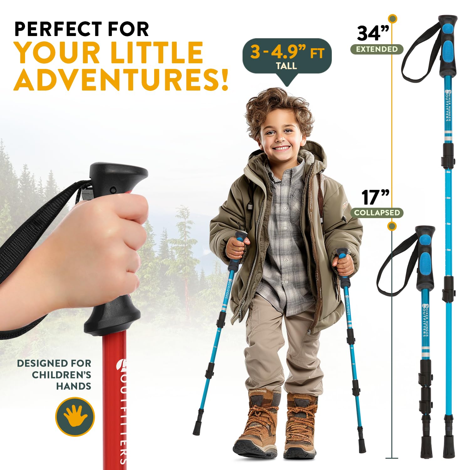 Hiker Hunger Outfitters close-up of small ergonomic grip designed for secure child handhold