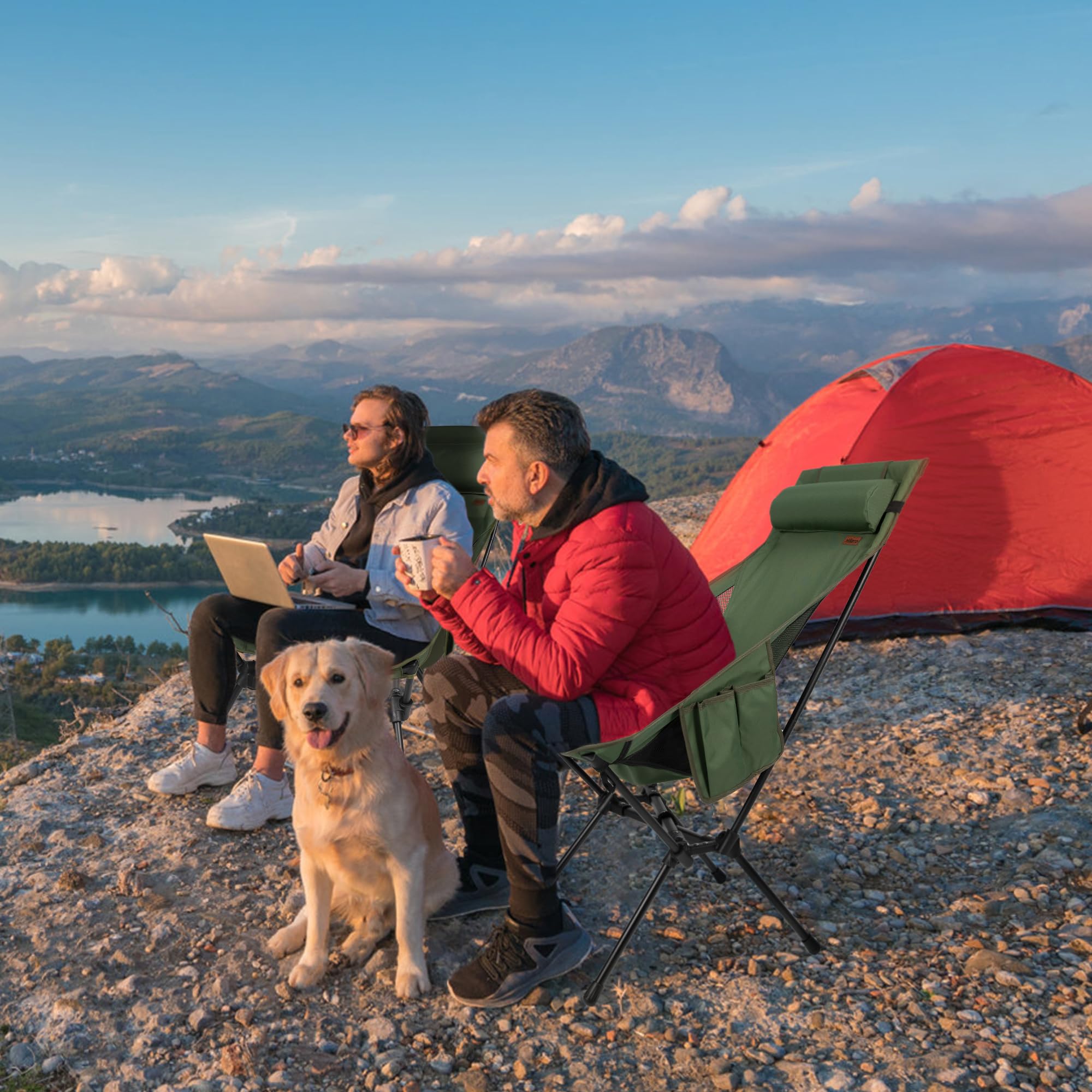 Hikero lifestyle camping scene with two chairs providing comfortable seating