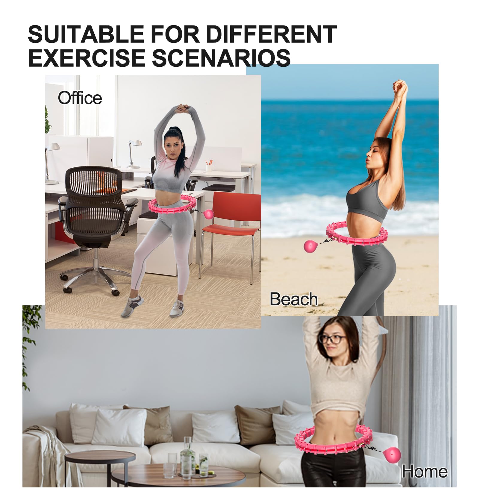 Hillhub hoop in use in living room demonstrating quiet workout benefit