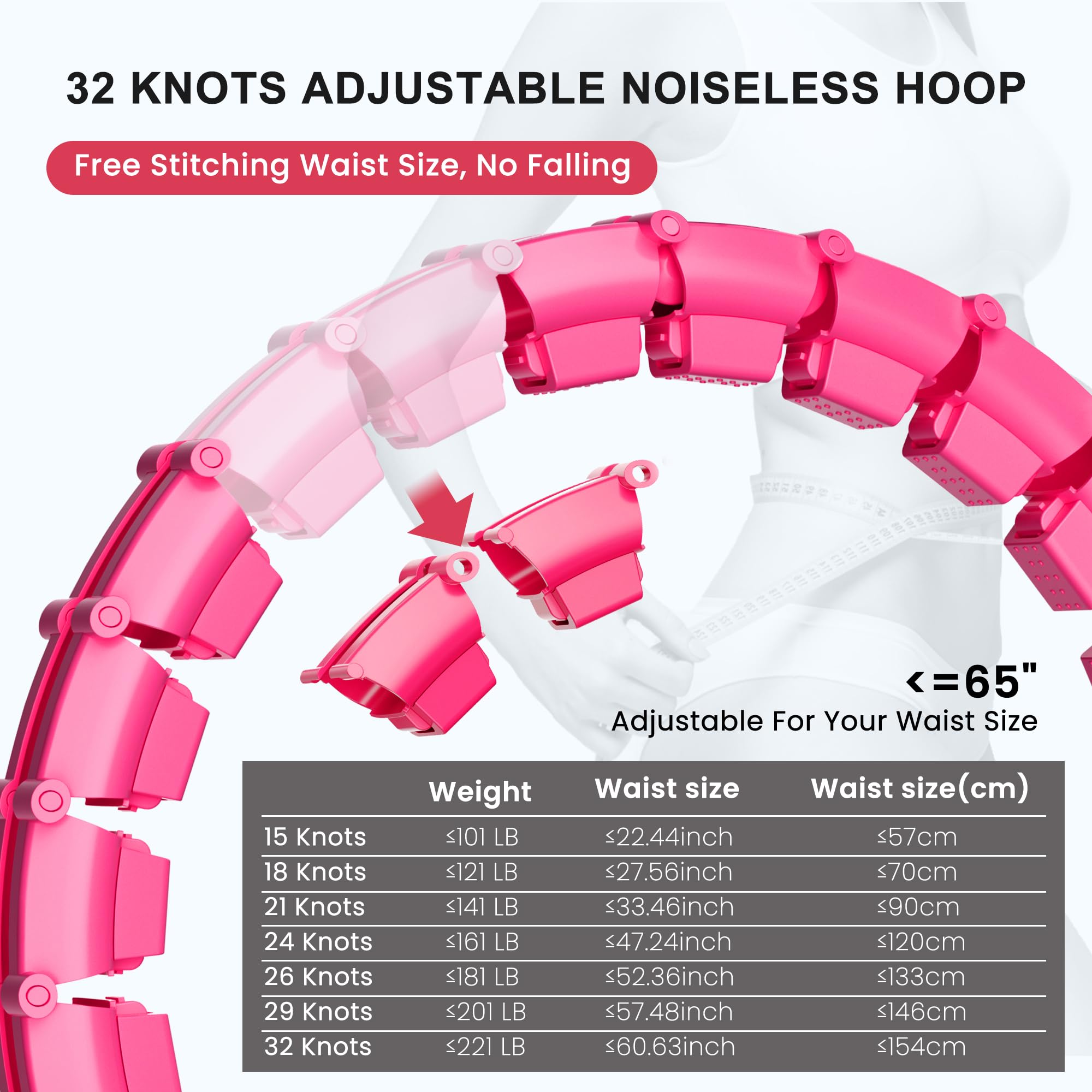 Hillhub size comparison flat lay showing detachable segments for customizable fit benefit