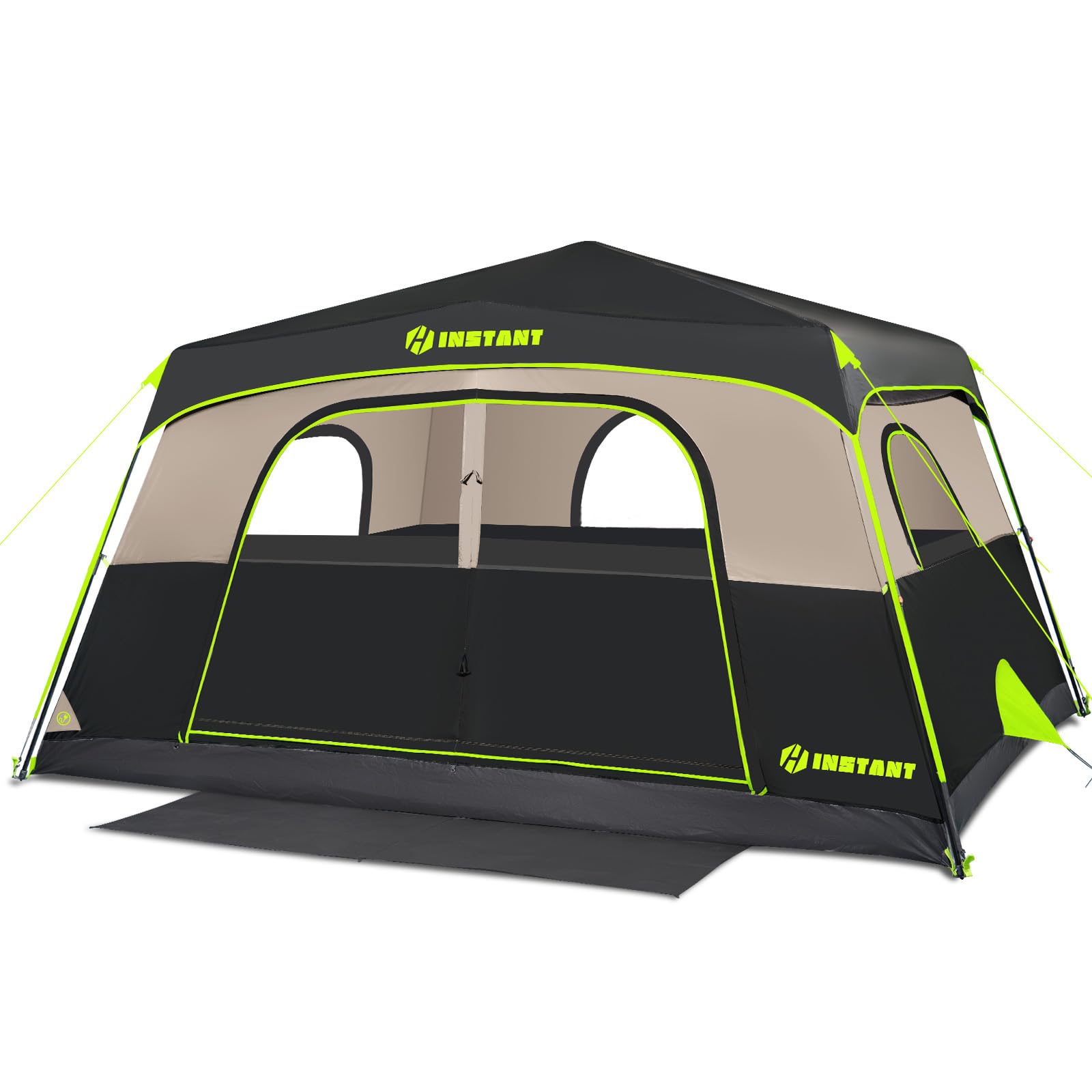 HINSTANT front exterior showing tent shape and quick setup benefit