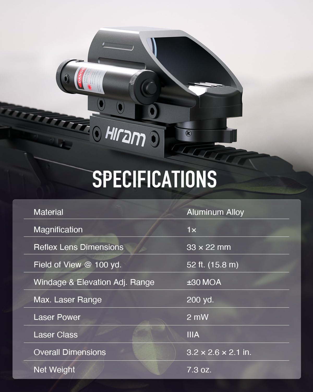 Hiram reticle illumination demo in red and green showing visibility in varied light