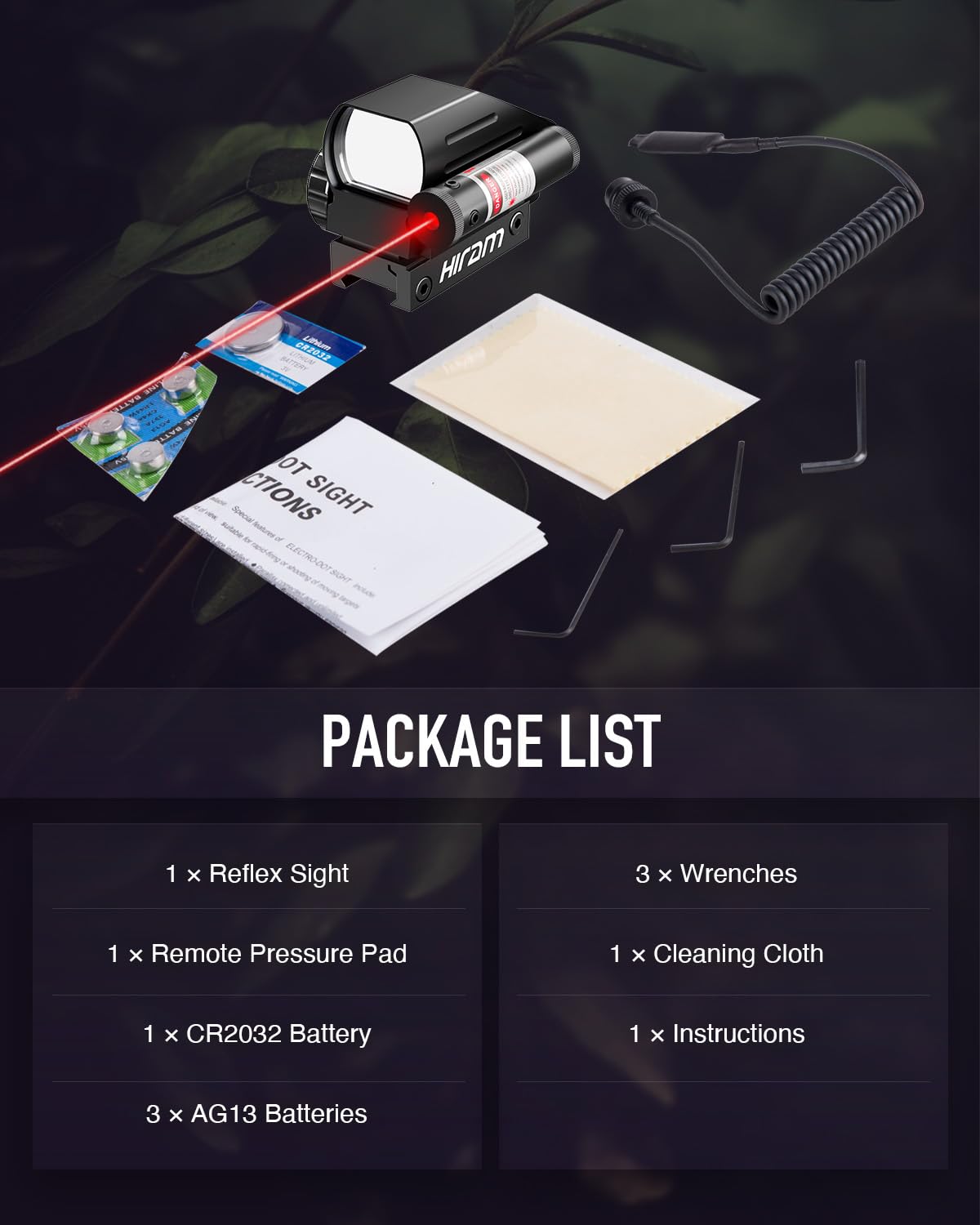 Hiram side profile with controls highlighting brightness and reticle selection convenience