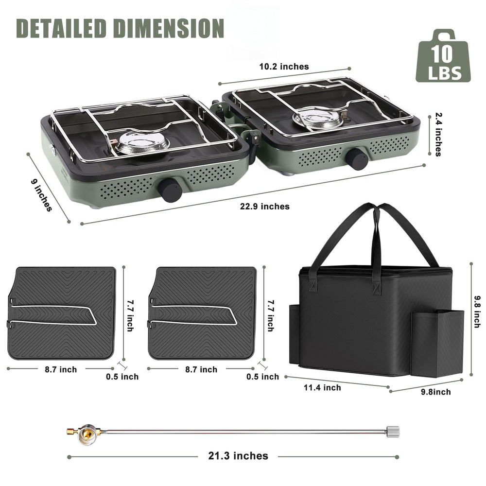 Hisencn open stove with two griddles ready for cooking multiple dishes