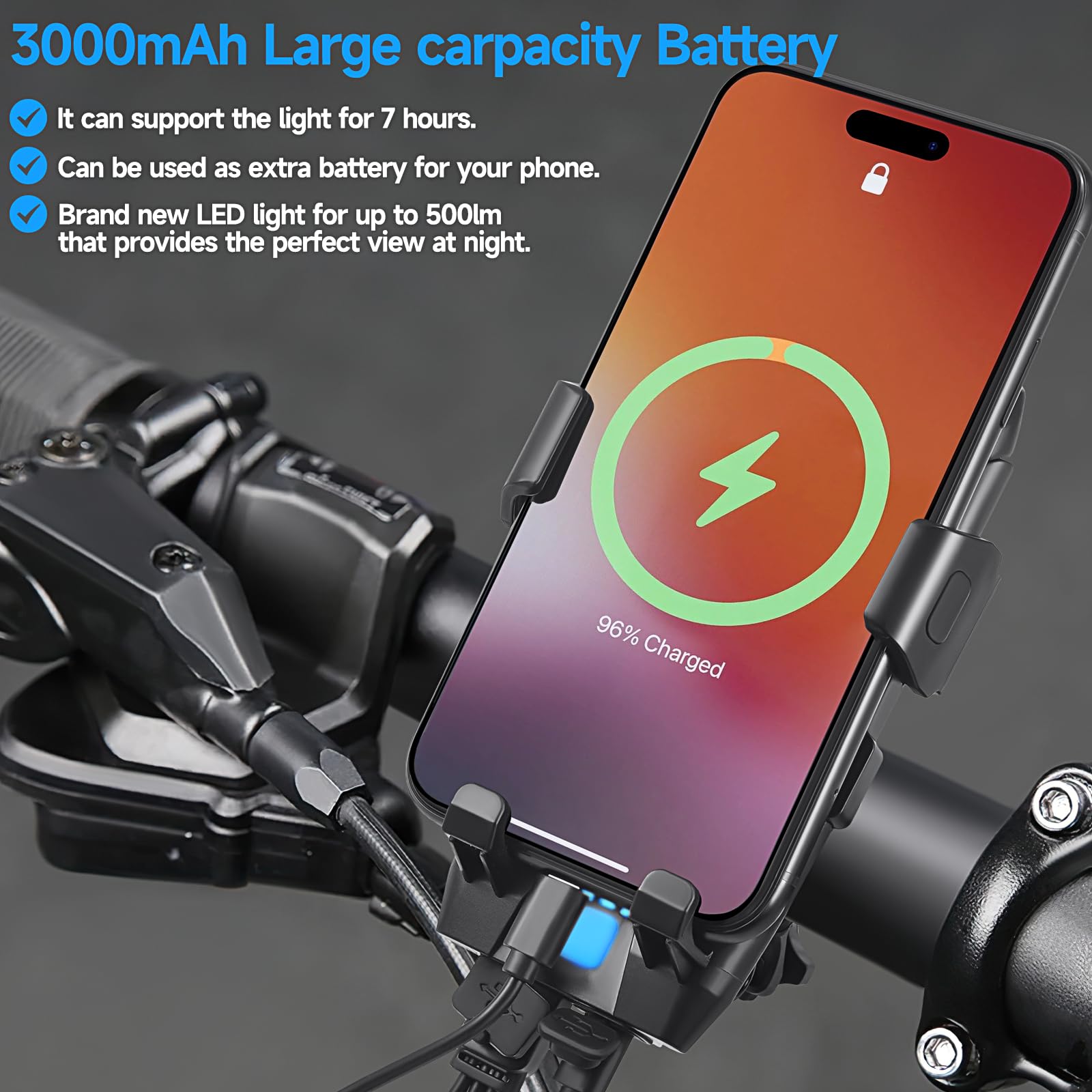 HITASTAR USB power bank port and 3-in-1 cable enabling emergency phone charging