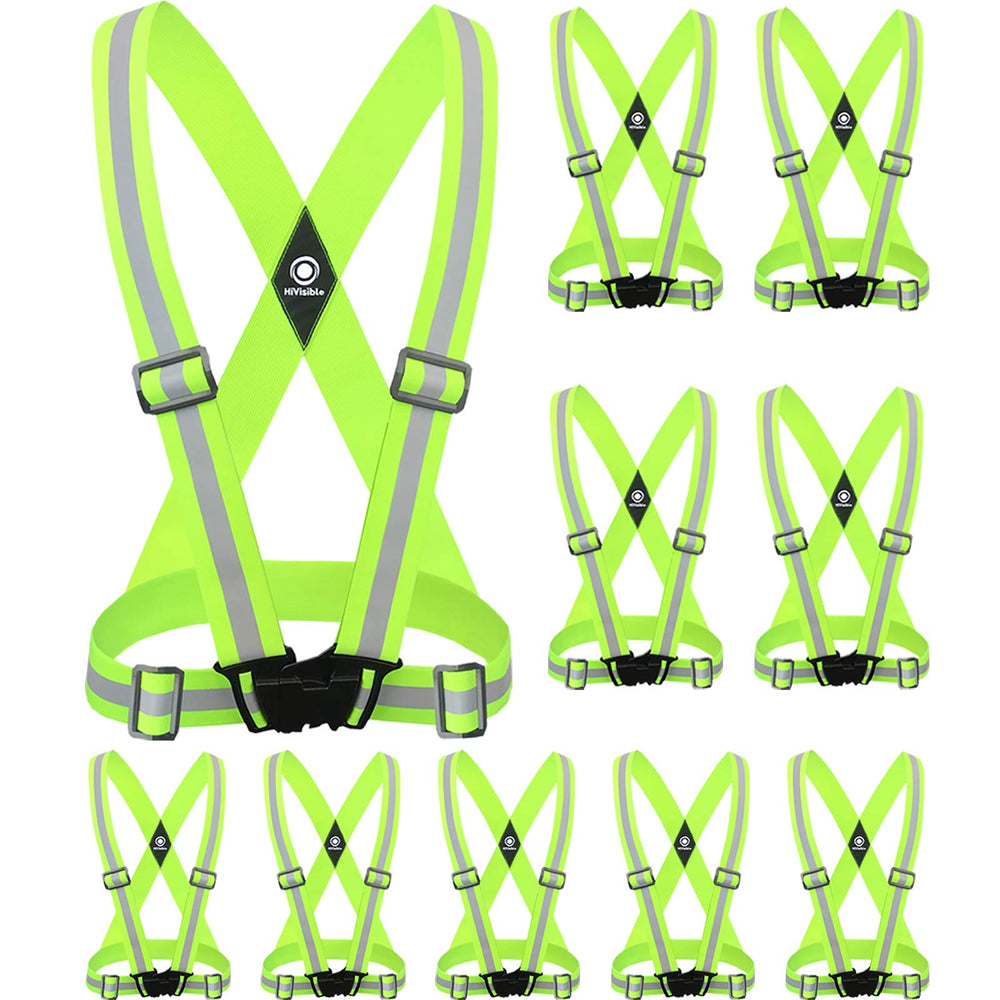 HiVisible front view of 10-pack straps showing included set and colors for quick group distribution