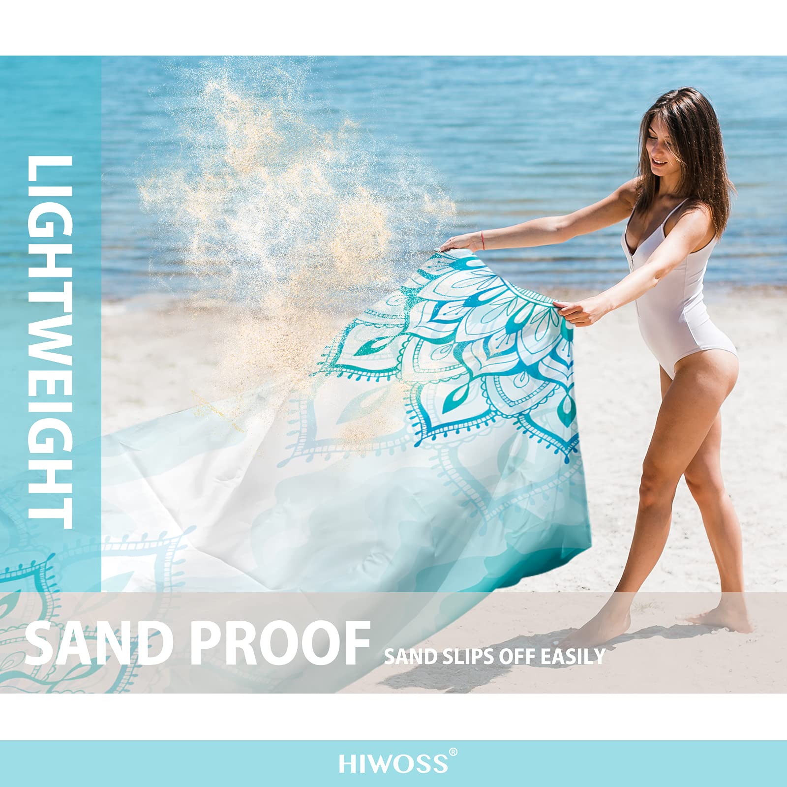 Hiwoss blanket underside showing water-resistant backing to keep moisture out