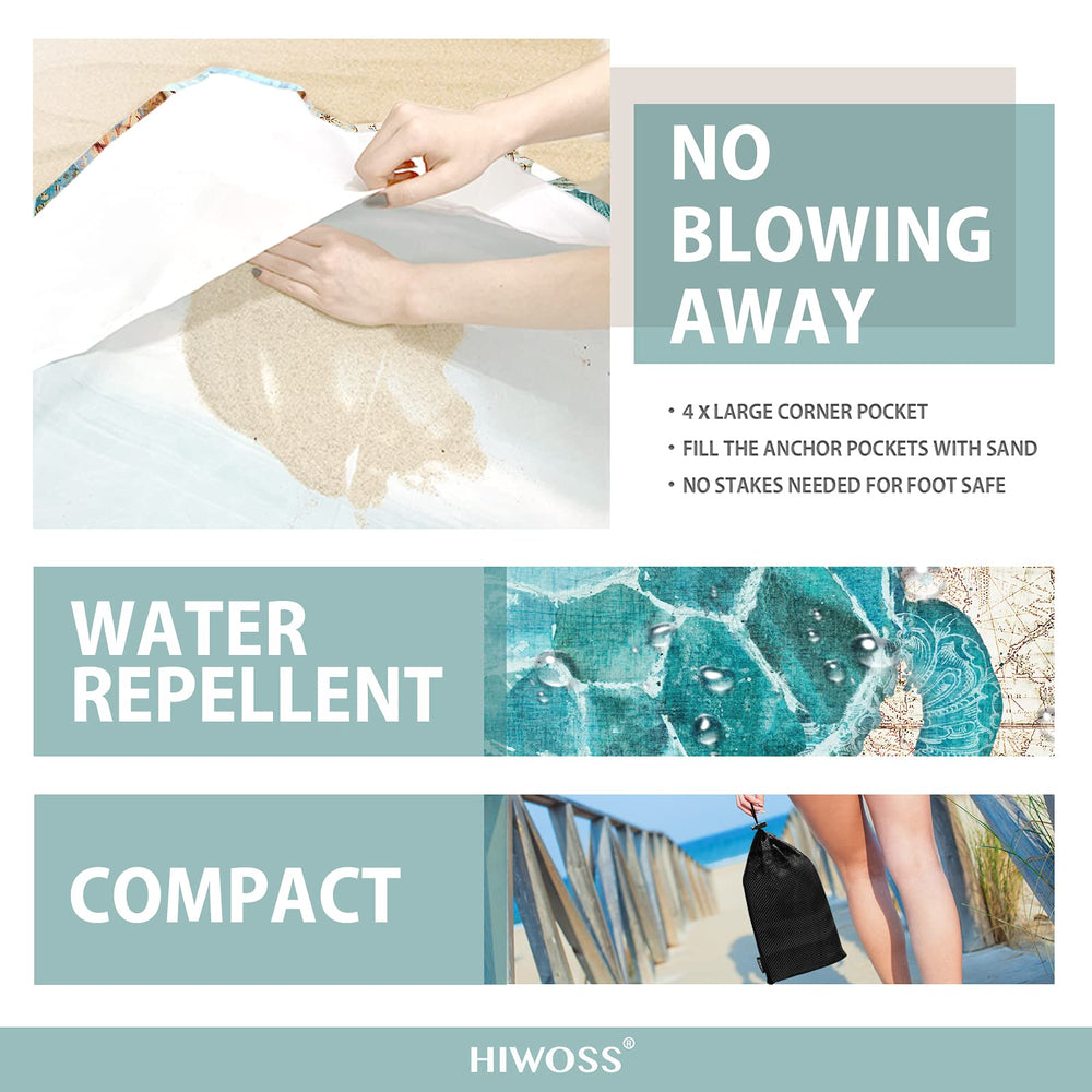 Hiwoss blanket folded into mesh carry bag showing portability benefit