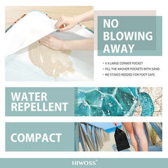 Hiwoss blanket folded into mesh carry bag showing portability benefit