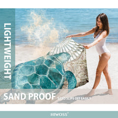 Hiwoss fabric texture detail showing sand-shedding and comfort benefit